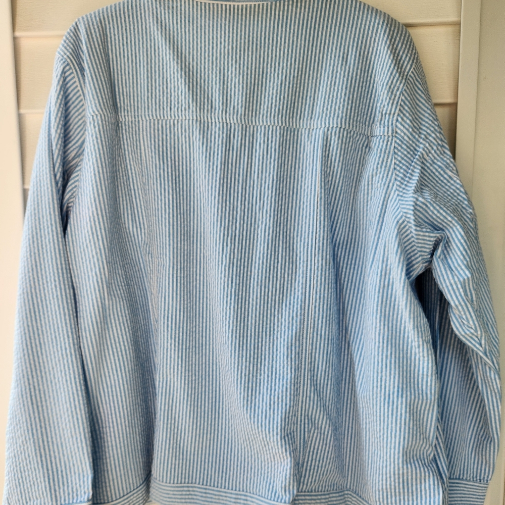 Denim & Co. Blue Outfit. Seersucker  Jacket, Matching Top And Pants. New. Size2X - Picture 8 of 11
